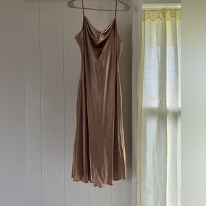bebe Tan Cowl Neck Midi Dress